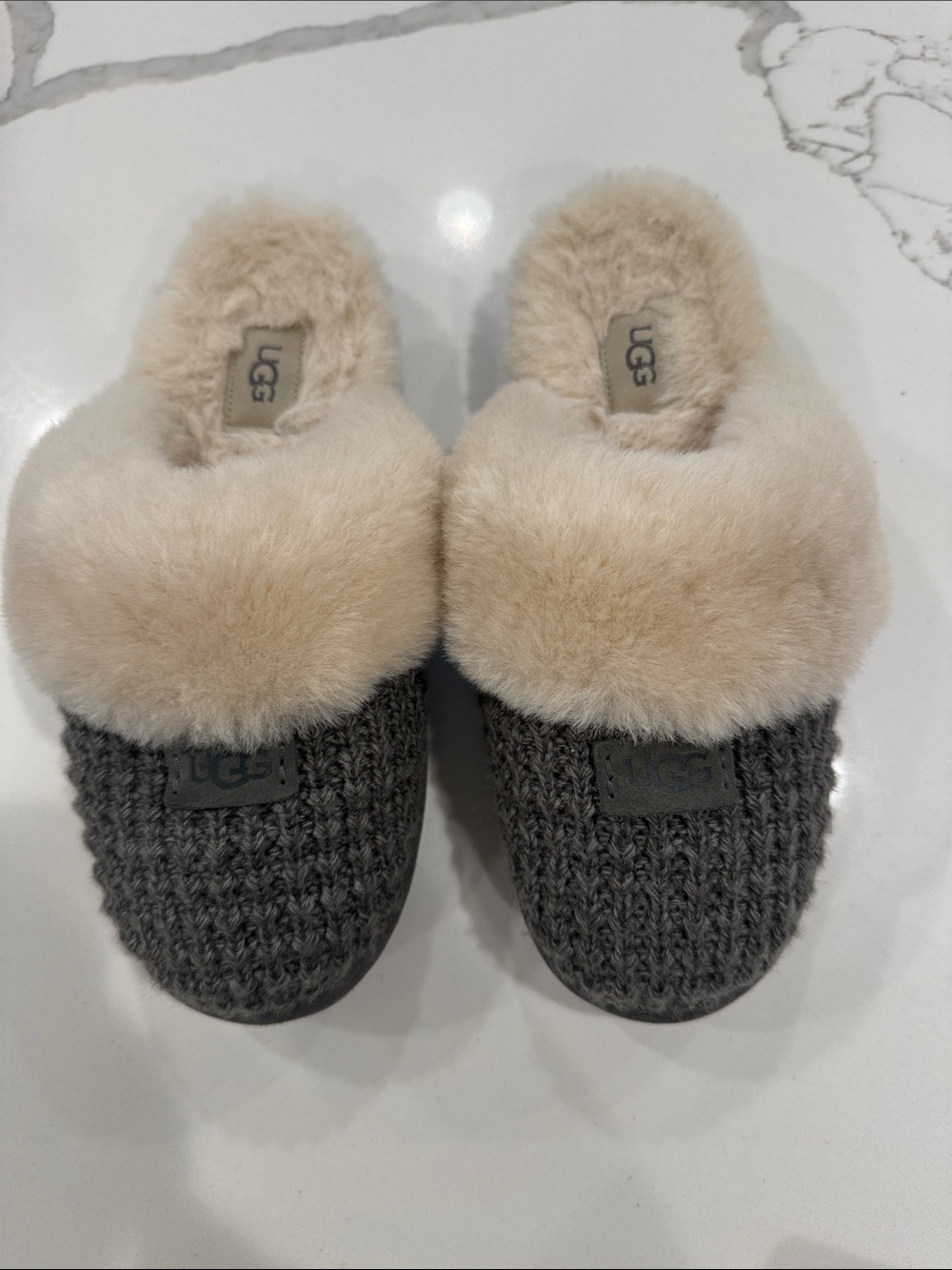 UGG Women's Knit Clog Slippers in Gray and Cream Size 8 - worn once